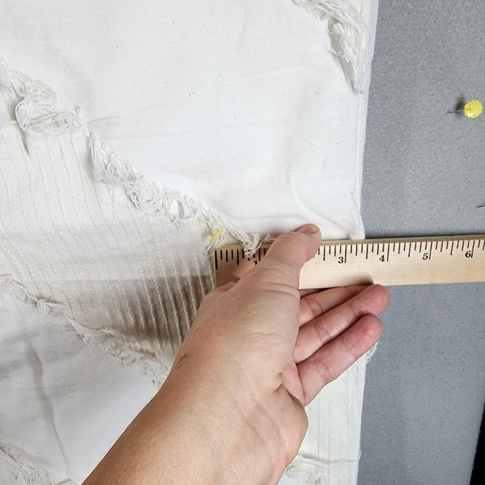 Opalhouse‎ Tufted Textured Stripe Duvet Cover Full/Queen Ivory Boho Fringe